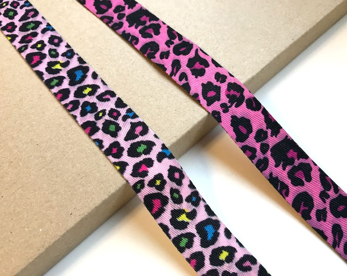 Leopard Animal Pink Ribbon tape trim 1 "(2 leopard pattern)(FT3)