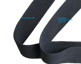 Black Soft and fine Cotton twill tape( 1/2, 3/4, 1, 1 1/4&quot;, 1 1/2&quot;, 2&quot;) -  PetiteCocoCrafts Signature cotton ribbon collection