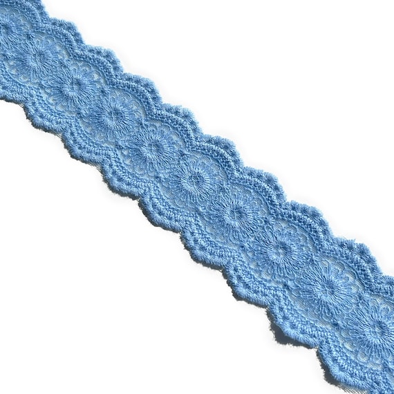 Blue Scalloped Edge Flower Lace Trim, 2" Width (LT47)
