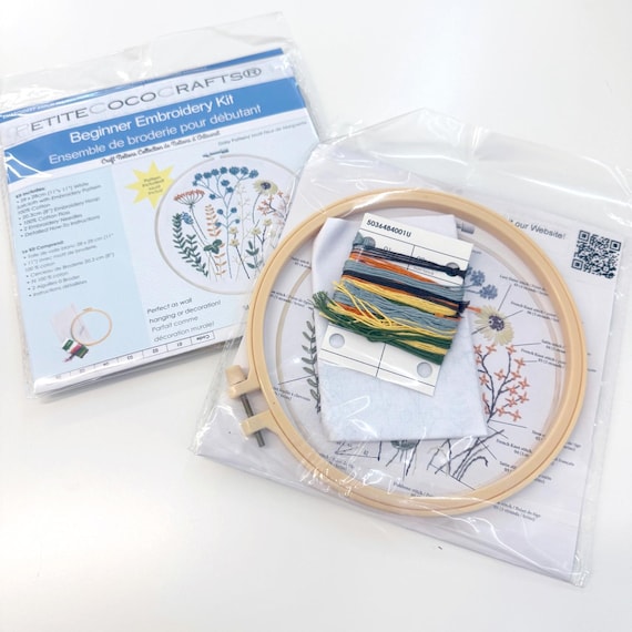 DIY 8" Daisy Embroidery Craft Kit, Includes Instructions & Supplies