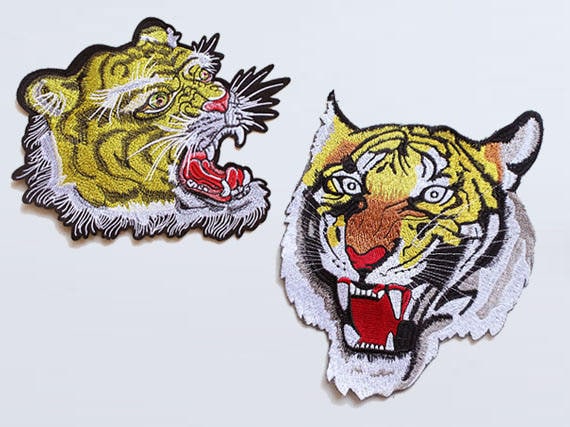 Large Tiger Face Embroidered Applique, Sew on Patch, Iron on Patch