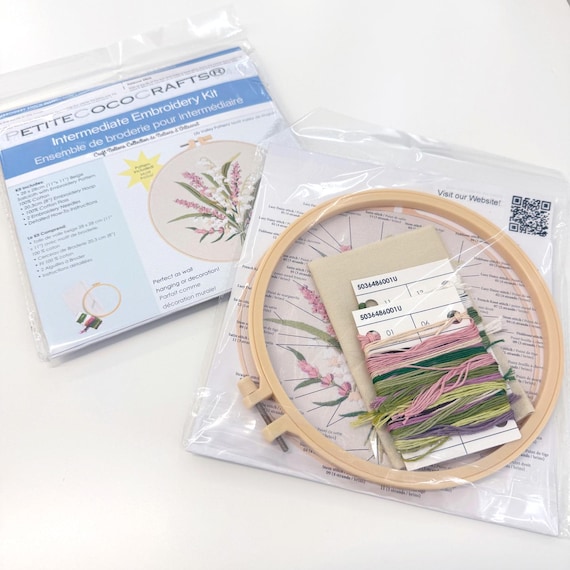 DIY 8" Lily Valley Embroidery Craft Kit, Includes Instructions & Supplies