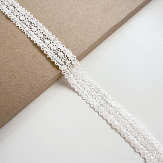 Off White Cotton Edge Lace Trim, 1" Width, Intricate Design (LT2-2) - Sold by Yard