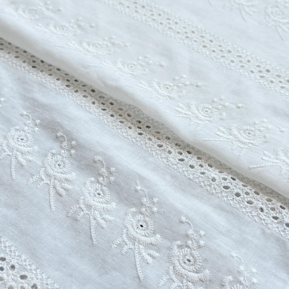 Off White Rose Eyelet Fabric – 60" Width – Sold by Yard