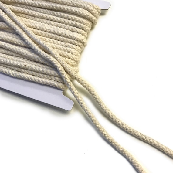 Cotton Multi Braided Draw Cord Strap Black, Natural, Off White- 1/4"(10YD/Pack)