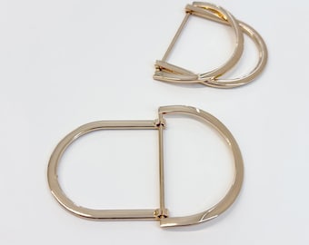 Metal Gold D Ring Buckle – Double D Rings with Connection Bar (BTN1, Buckle) Sold Per Piece