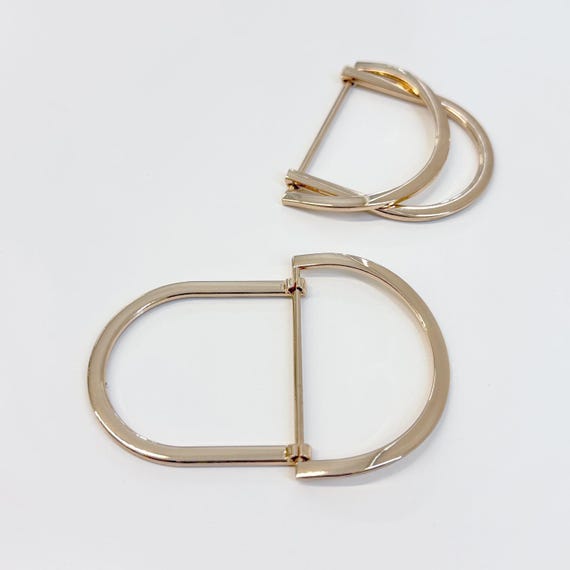 Metal Gold D Ring Buckle – Double D Rings with Connection Bar (BTN1, Buckle) Sold Per Piece