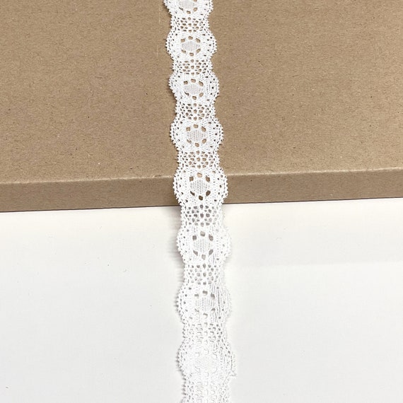 Dentelle Élastique Plissée Polyester - 3,8 Cm X 9,1 M, Blanc, Pour Couture, Décoration Mariage, Fêtes - 4