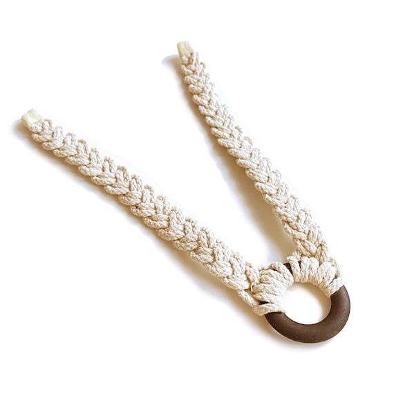 Cotton Neck Applique With Wood Ring, Patch - Natural Beige (PATCH 3)