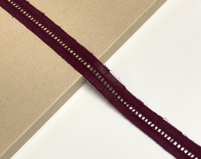 Burgundy 1" Cotton Ladder Shape Lace Trim (LT20)