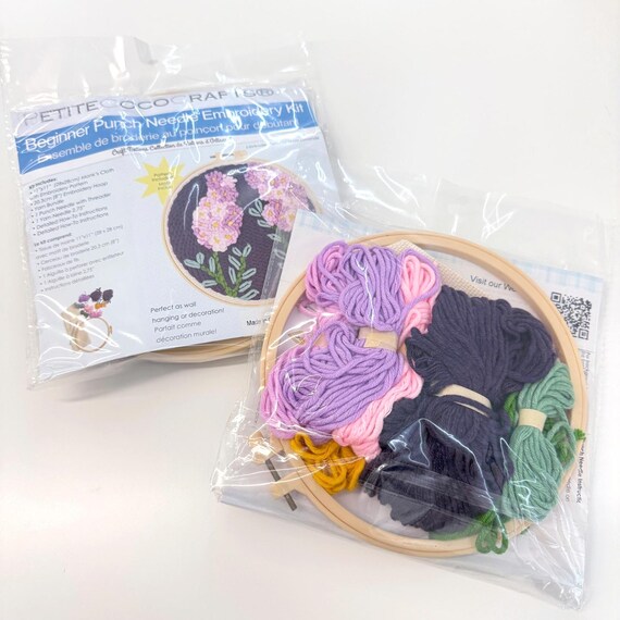 DIY 8" Lavender Punch Needle Embroidery Craft Kit, Includes Instructions & Supplies