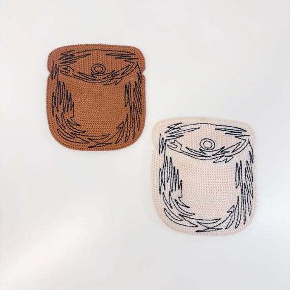 Artsy Pocket Embroidery Applique, Two Colors, Sew on Patch (PATCH 3)