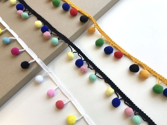 Multicolour Beaded Pom Pom Trim