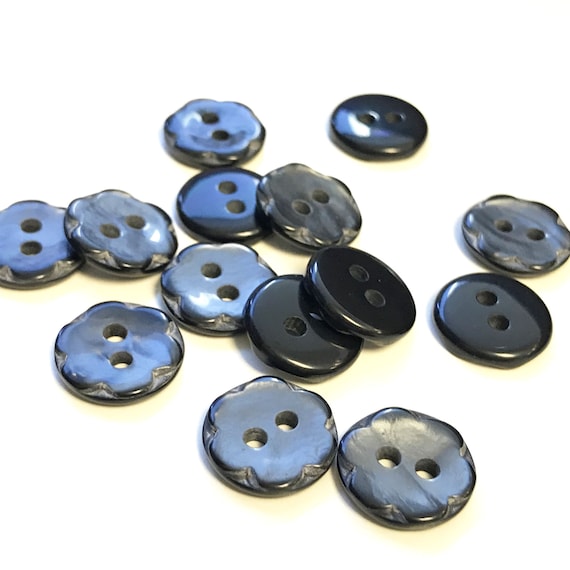 Black shiny imitation shell buttons 20 ligne, 12mm (BUTTON2) : Selling per piece