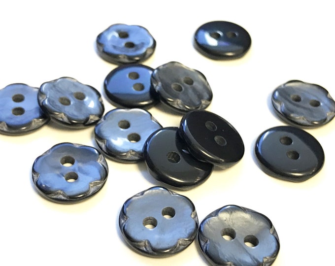 Black shiny imitation shell buttons 20 ligne, 12mm (BUTTON1) : Selling per piece