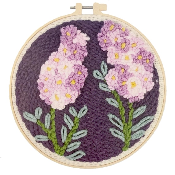 DIY 8" Lavender Punch Needle Embroidery Craft Kit, Includes Instructions & Supplies