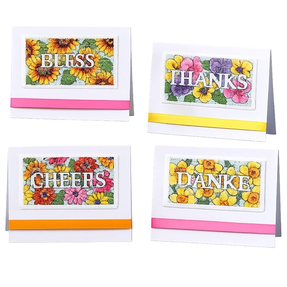 DIY Floral Assisi for Cards Cross Stitch Craft Kit, 4 Designs, Includes Instructions & Supplies