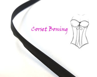 Carcasa de hueso negro para corsé, vestido, sujetador (TRIM BASIC 8)