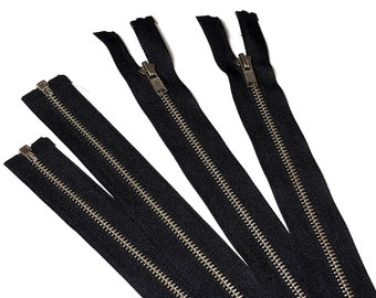 Open End #3 Matte Silver Teeth Color Zipper with Black Tape - 9", 20", 24" (ZIPPPERS 2)