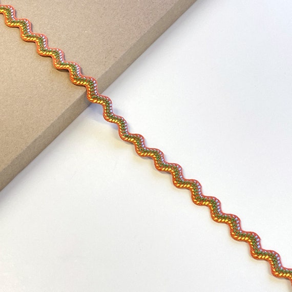 Rick rack lace trim - Green/Yellow/Blue wave 1/2" (FT7-4)