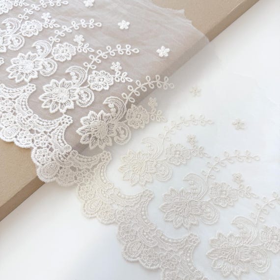 Natural Beige Detailed Scallop 8 1/4" Cotton Poly Mesh Lace Trim, Selling per Yard (LT18)