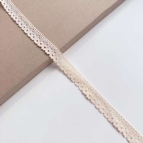 Natural Beige Cotton Edge Lace Trim, 6/8" Width (LT2-2) - Sold by Yard