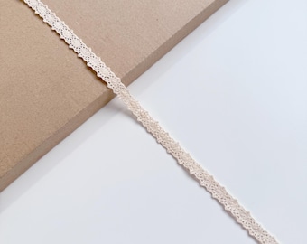 Natural Beige Cotton Edge Lace Trim, 1/2" Width, Concave Shape (LT2-2) - Sold by Yard