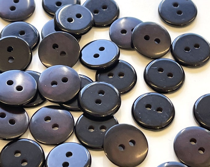 Black shiny imitation shell buttons 20 ligne