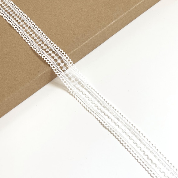 White Lace Trim, 1" Width, Tiny Circle Patterns - Selling per (1) Yard and (2) 3yds/Pack (LT42)