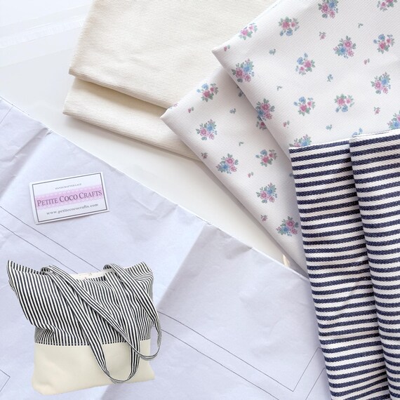 DIY Sewing Craft Kit – Make Your Own Tote Bag (Level 2 - Moderate), Play Like Lego, Fabric Included