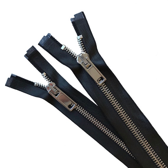 Size#5, #8 Open Coated black tape with Shiny Silver Corn Teeth Metal Zipper - 17 1/2" High Quality