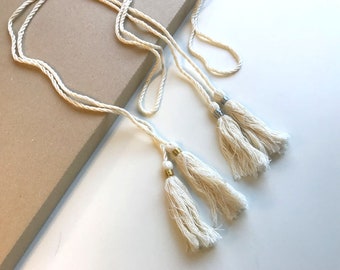 Natural with silver, gold lurex 50&quot; TASSEL CORD STRING(FT2)