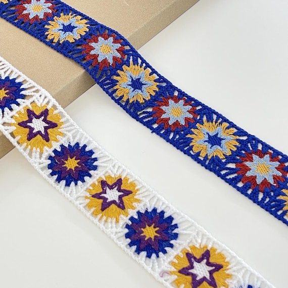 Colorful Flower Mosaic Lace Trim, Two Color Options, 2" Width (LT47)