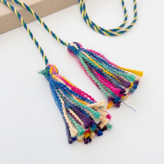 Dark Multicolor Tassel Cord Trim, Selling per Piece (FT7-1)
