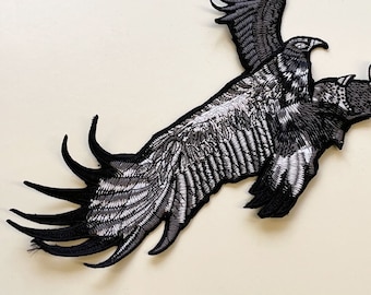 Aplique bordado Black Eagle, cosido en parche (PATCH 1)