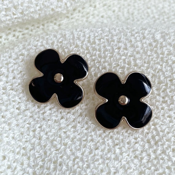 Black Metal Floral Buttons, 10PCS/Pack, 0.71 Inch for Sewing Crafts ; 28 Ligne(Button3)