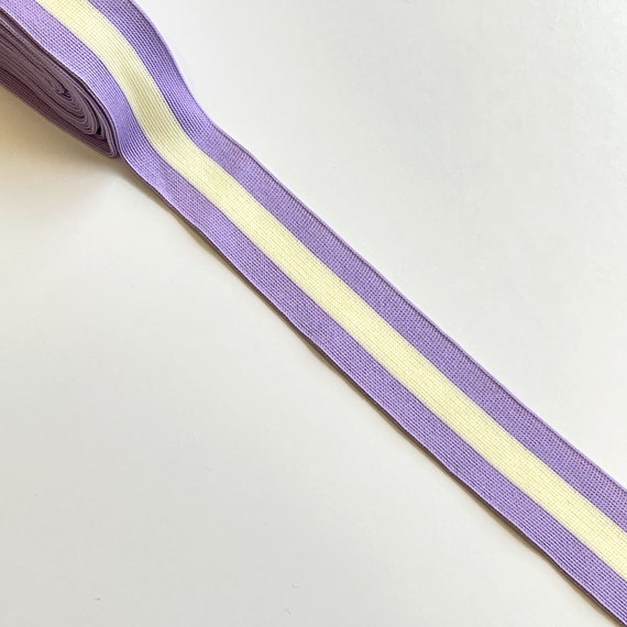 Stripe Webbing: Lavender & Beige Stripe Webbing: Lavender & Beige