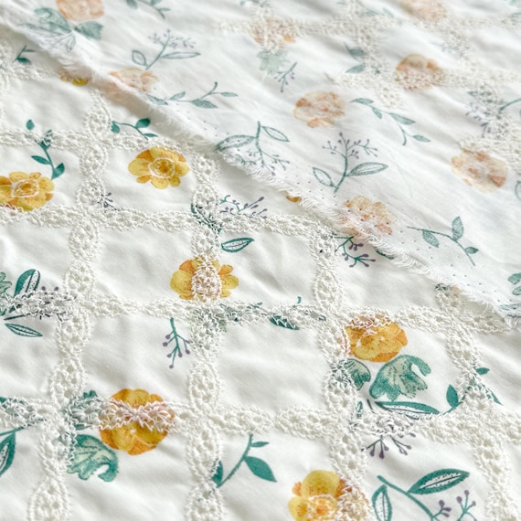 Orange Floral Eyelet Fabric – 57/52.5" Width – Sold by Yard