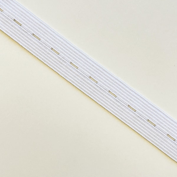 3/4" (19mm) Width, Off White, Elastic band with button holes - Selling per yard (Trim Basic 15)