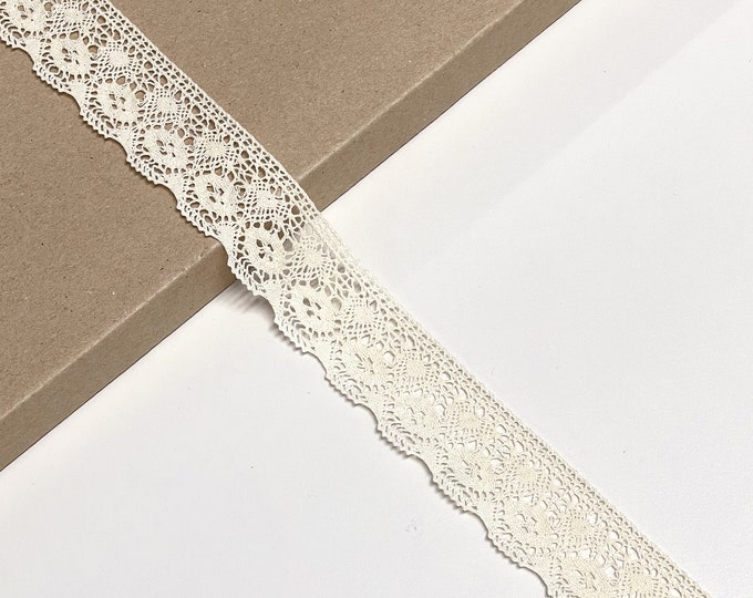 Natural 1 1/8" Width Cotton Edge Lace Trim  (LT27)