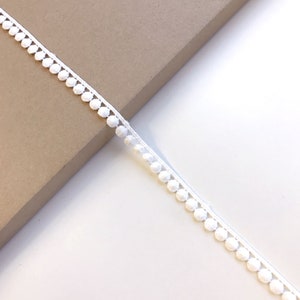 Off White Cotton Small Pom Pom lace trim 1/2&quot; (LT14)