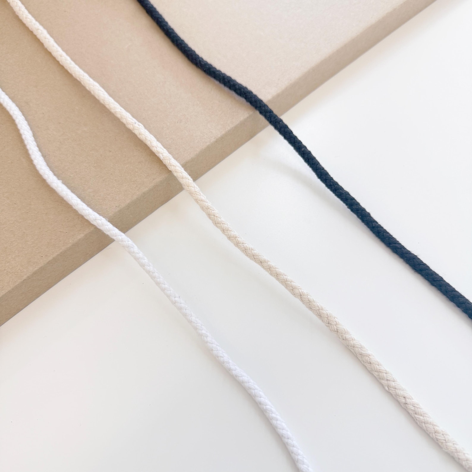 Cotton Multi Braided Draw Cord Strap Natural, 1/4