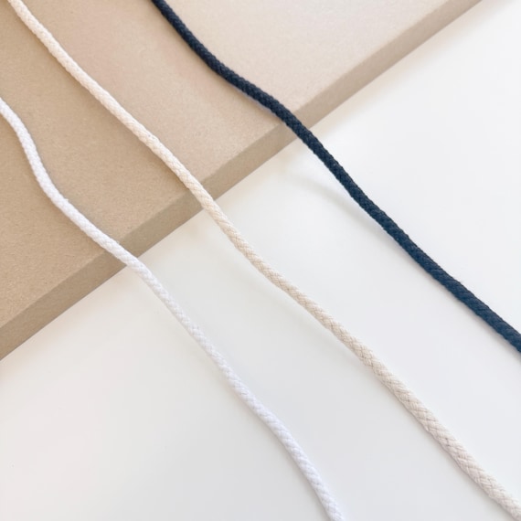 Cotton Multi Braided Draw Cord Strap Natural, 1/4" Width - Selling per yard (TRIM BASIC 7)