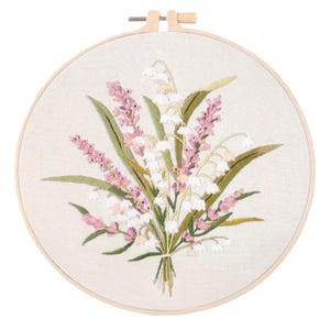 DIY 20 cm broderikit med Lily Valley-motiv, inkluderar instruktioner och material