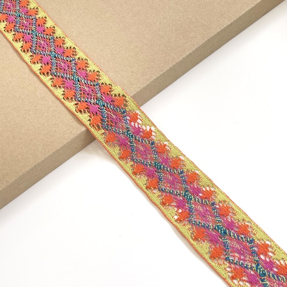 Multicolor Tribal Pattern Cotton Jacquard Lace Trim, 1 3/4" Width - Selling per (1) Yard and (2) 3yds/Pack (LT40)
