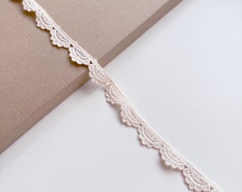 Natural Beige Cotton Edge Lace Trim, 3/4" Width, Intricate Design (LT2-2) - Sold by Yard