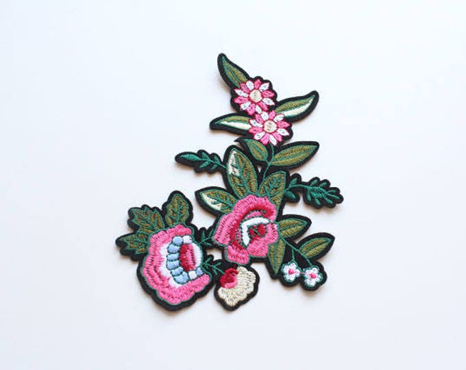 Flower Embroidered Applique, Iron on Patch