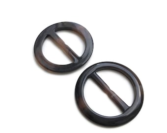 Plastic Woodgrain Round Buckle with inner bar-Selling per piece (LOC Buckle Buttons)