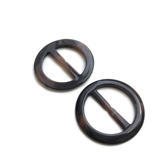Plastic Woodgrain Round Buckle with inner bar-Selling per piece (LOC Buckle Buttons)