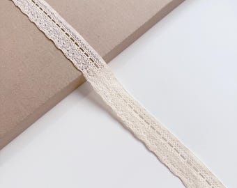 Natural Beige Cotton Edge Lace Trim, 1" Width (LT2-2) - Sold by Yard